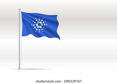 Cardano flag waving on the flagpole. vector