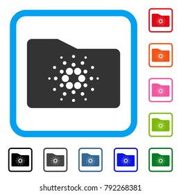 Cardano Folder icon. Flat grey pictogram symbol inside a blue rounded frame. Black, gray, green, blue, red, orange color versions of cardano folder vector.
