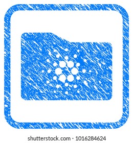 Cardano Folder rubber seal stamp watermark. Icon vector symbol with grunge design and dust texture inside rounded squared frame. Scratched blue sticker on a white background.