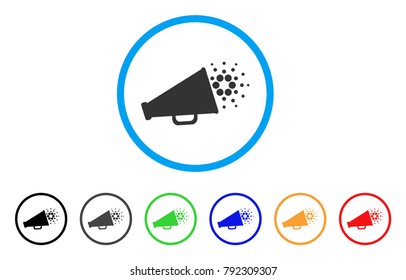Cardano Megaphone rounded icon. Style is a flat gray symbol inside light blue circle with bonus colored versions. Cardano Megaphone vector designed for web and software interfaces.