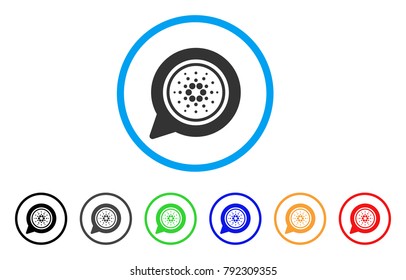Cardano Message Balloon rounded icon. Style is a flat grey symbol inside light blue circle with additional color variants. Cardano Message Balloon vector designed for web and software interfaces.