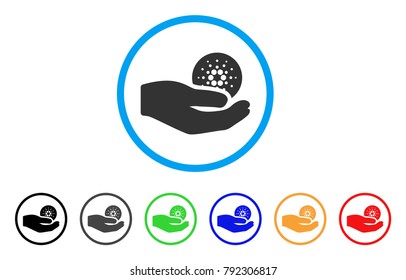 Cardano Payment Hand rounded icon. Style is a flat gray symbol inside light blue circle with additional color variants. Cardano Payment Hand vector designed for web and software interfaces.