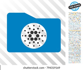 Cardano Purse icon with 7 hundred bonus bitcoin mining and blockchain images. Vector illustration style is flat iconic symbols design for crypto-currency apps.