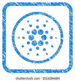 Cardano Rounded rubber seal stamp watermark. Icon vector symbol with grunge design and unclean texture in rounded frame. Scratched blue emblem on a white background.