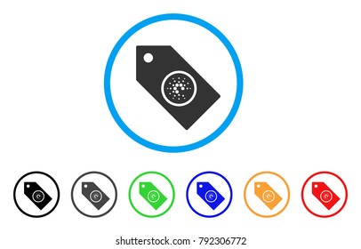 Cardano Tag rounded icon. Style is a flat grey symbol inside light blue circle with additional colored variants. Cardano Tag vector designed for web and software interfaces.