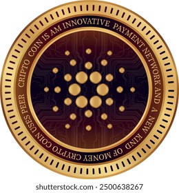cardano-ada cryptocurrency illustrations on abstract background. 3d illustrations.