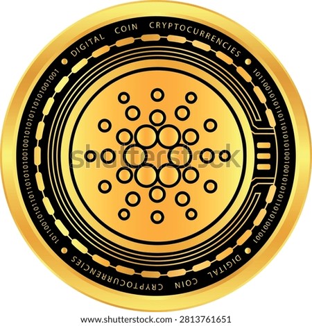 cardano-ada cryptocurrency illustrations on abstract background. 3d illustrations.