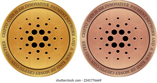 moneda virtual cardano-ada. ilustraciones vectoriales. 3 quinquies ilustración.