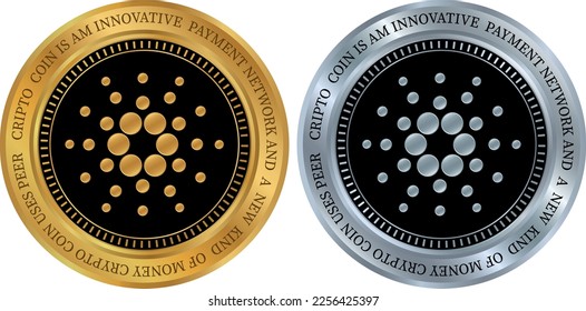 cardano-ada virtual currency. vector illustrations. 3d illustration.