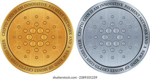 cardano-ada virtual currency. vector illustrations. 3d illustration.