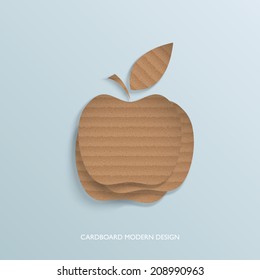 Cardboard apple 3D poster design. Vector illustration