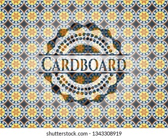 Cardboard arabic style emblem. Arabesque decoration.