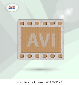 cardboard AVI video icon, vector illustration