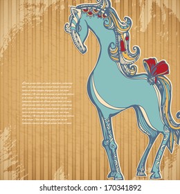 cardboard background with horse