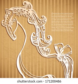 cardboard background with paper horse