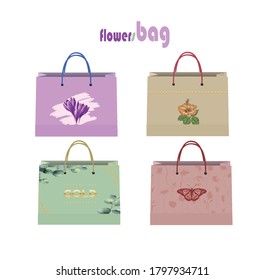 cardboard bag and paper bags with daisy flower gold vector image