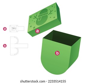 Cardboard bottom round box with lid which has stenciled snowman die cut template