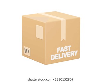 Cardboard box 3d rendering icon vector
