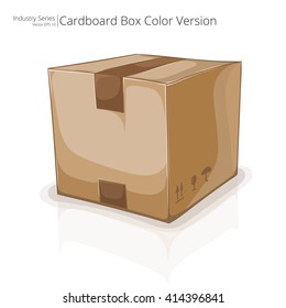 Cardboard Box. Abstract closed Cardboard Box. Front perspective view. Vector EPS10.