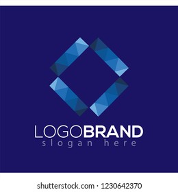 cardboard box blue geometric logo vector template