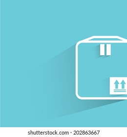 cardboard box, blue shadow and flat theme