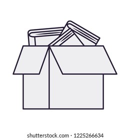 cardboard box with books isolated icon