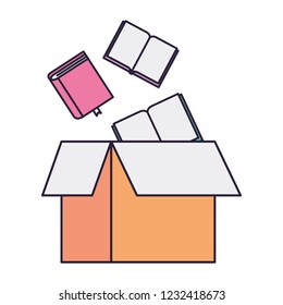 cardboard box with books isolated icon