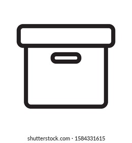 cardboard box with cap storage icon on white background vector illustration thick line