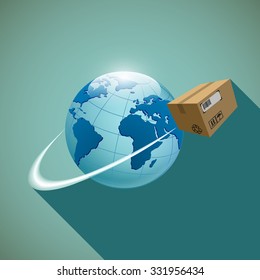 Cardboard box. Cargo delivery. Stock vector illustration.