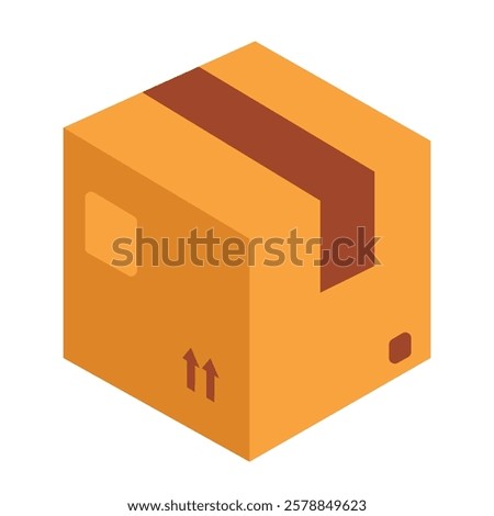 Cardboard box clip art, box vector design, carton box icon, flat design illustration, brown packaging box, isolated on white background