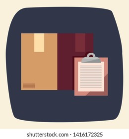 cardboard box clipboard logistic icon icon vector ilustrate