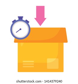 cardboard box clock fast delivery business vector illustration