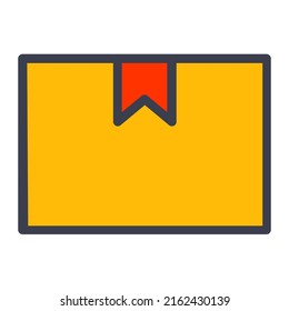 Cardboard box in color filled icon. Package, shipping, shipment, delivery, carton, logistic