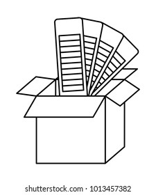 cardboard box and color palette guide in black contour