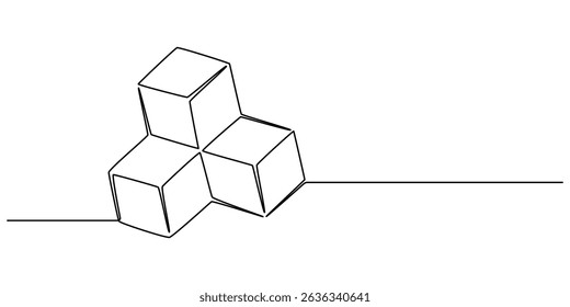 Cardboard box continuous one line drawing. Online shopping, fast delivery concept in simple linear style. Vector illustration, cardboard boxes continuous one line drawing. Single line art illustration