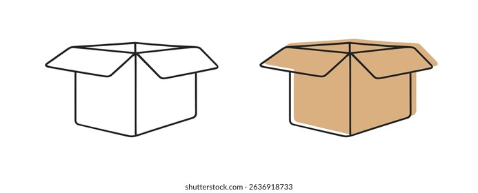 Cardboard box continuous one line drawing. Online shopping, fast delivery concept in simple linear style. Vector illustration.