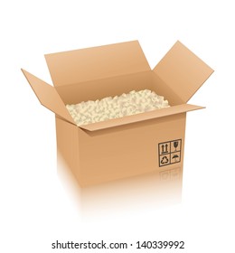 cardboard box and cushioning material
