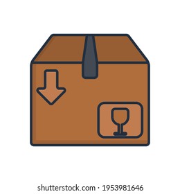 Cardboard box delivery filled icon vector illustration design, this vector is suitable for icons, logos, illustrations, stickers, books, covers, etc.