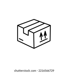 cardboard box delivery icon vector illustration thick line