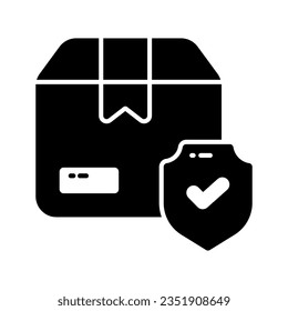 Cardboard box, delivery package, shipping box with shield, safe delivery, delivery security and insurance vector design