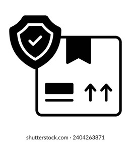 Faltkarton, Lieferpackung, Versandbox mit Schild, sichere Lieferung, Liefersicherheit und Versicherungs-Vektordesign