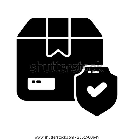 Cardboard box, delivery package, shipping box with shield, safe delivery, delivery security and insurance vector design