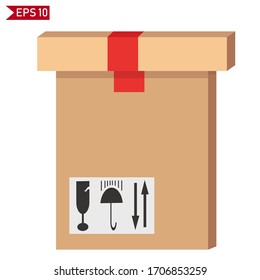 cardboard box design with cartoon style. illustration of packaging with cardboard