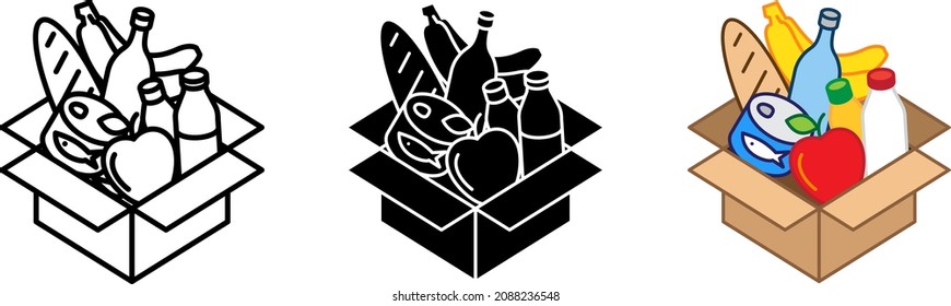 Cardboard Box different products , vector illustration