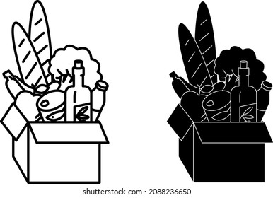 Cardboard Box different products , vector illustration