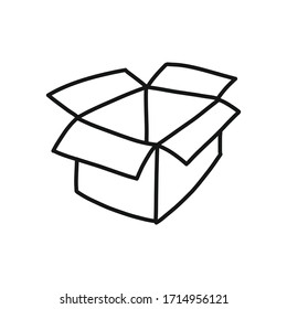 Cardboard Box Doodle Icon, Vector Illustration