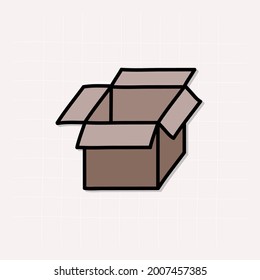 
cardboard box doodle icon, vector illustration.