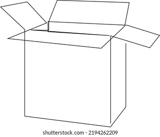 Ein Karton mit einer durchgehenden Linie auf weißem Hintergrund. Einzeilige Zeichnung. Vektorgrafik.