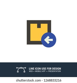 cardboard box enter come in arrow left icon vector illustrator