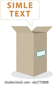 Cardboard box flat style on white background. container, packaging. A window for your text. Vector illustration